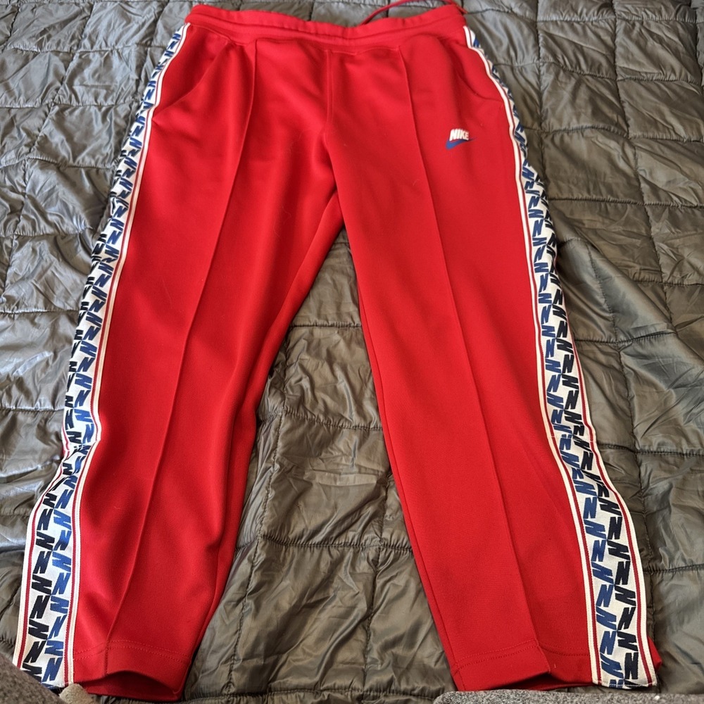Vintage Nike Red Track Pants Snap Bottoms Size XL Mens 90s
